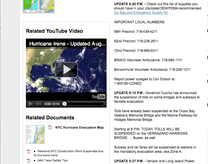 Irene Live Updates 2
